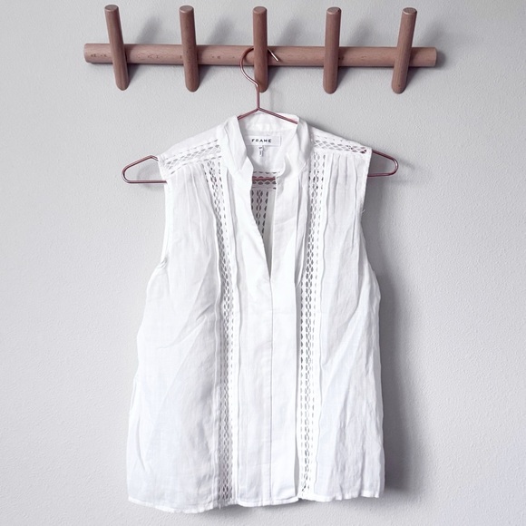 Frame Cali Ramie Lace Inset Sleeveless Top - Picture 2 of 14